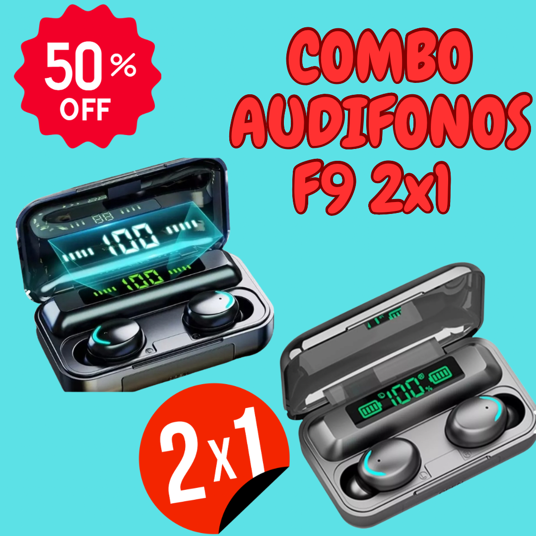 COMBO AUDIFONOS F9 2x1 ¡ OFERTA IMPERDIBLE 50% DESCUENTO SOLO POR HOY!